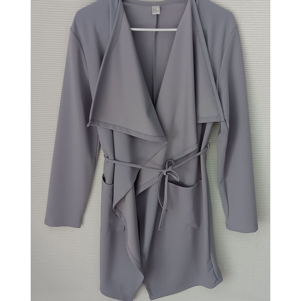 Women Cardigan‎ long sleeve Gray Polyester Spandex Size longe